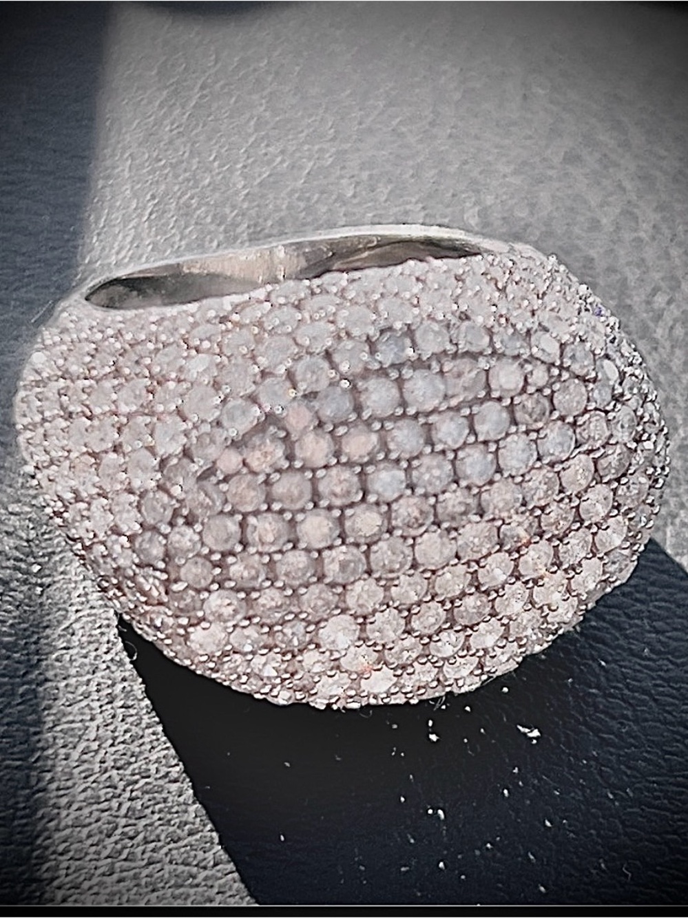 10k White Gold Bold Bombe Dome Ring Natural Diamond/2 Carats/Size 6